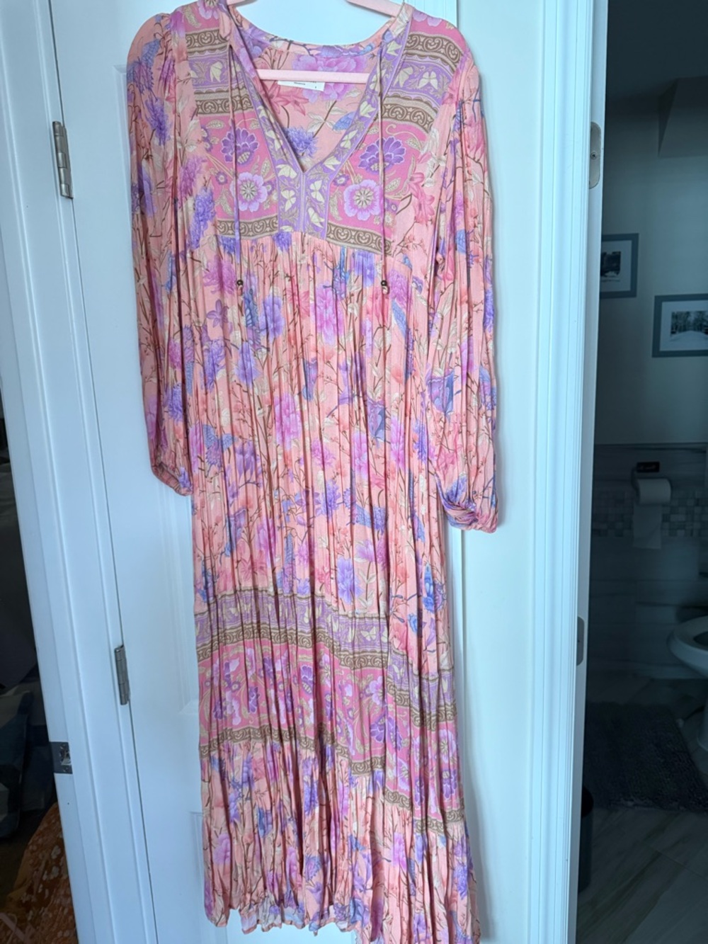 Spell Peach, Pink & Lavender Floral Midi Dress
